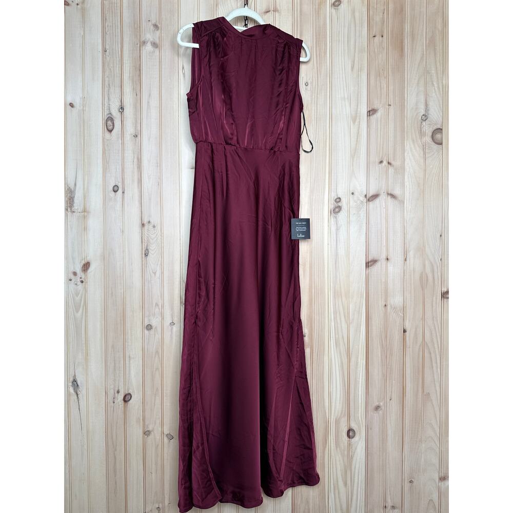 Lulus Classic Elegance Wine Satin Maxi Dress Wedding Bridesmaid Luxury Size L - Picture 6 of 7